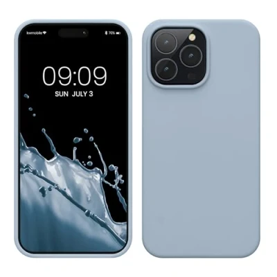 Image de kwmobile Housse Compatible avec Apple iPhone 14 Pro Max Coque de téléphone Fine Finition Douce Bleu Clair Mat