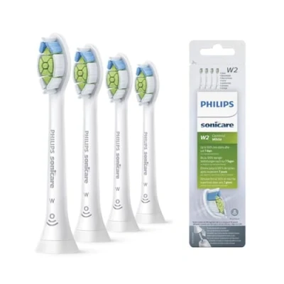 Image de Philips Sonicare Têtes de brosses à dents électriques soniques W2 Optimal White pour des plus blanches, en Blanc, Lot 4, Blanc (Modèle HX6064/10)