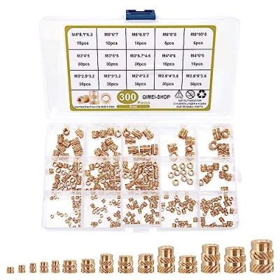 Image de GUNGY Insert Fileté Douilles Filetées Écrou Inserts en Laiton M2 M2.5 M3 M4 M5 M6 pour Impression 3D Injection Moulage Plastique 300 Pièces