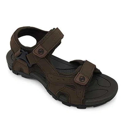 Image de HEVA Sandales Homme Randonnée Été Extérieur Cuir Chaussures de Sport (42 EU Marron)