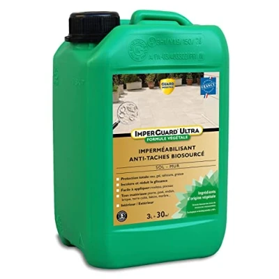 Image de Guard Industrie ImperGuard Ultra Formule Végétale Imperméabilisant Super Antitache Incolore Biosourcé, Biodégradable Toute Pierre 3L 30m2