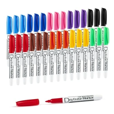 Image de Lot de 12 marqueurs effaçables à sec pour tableau blanc, faible odeur