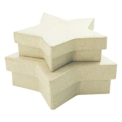 Image de Décopatch BTS909C Un lot de 2 supports en Papier Mâché Brun, Boîtes sexy étoile (10x10x3 cm et 12x12x3,5 cm)
