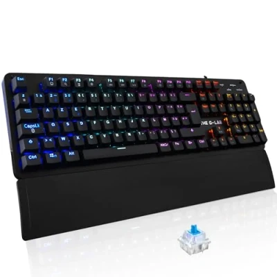 Image de The G LAB Keyz Carbon E Clavier Mécanique Gamer Azerty Blue Switches Ultra Précis 16 Effets de Rétro Éclairage Repose Poignets Magnétique Compatible PC PS4/PS5 Xbox One/Series X NOUVEAU 2022