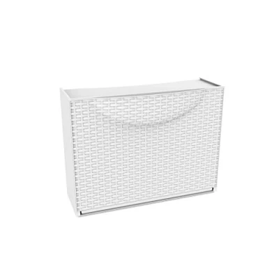 Image de Étagère à chaussures Terry Harmony Box, blanc avec finition en rotin, 51 x 19 39 cm