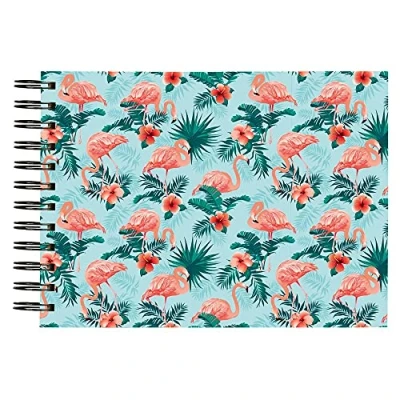 Image de Exacompta Réf. 16702E Album photos à spirales FLAMINGO 50 pages blanches format 23x16 cm couverture recouverte d&#039;un pelliculage brillant imprimé flamands roses certifié FSC®