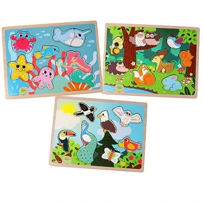 Image de PLANETE Bois Puzzle 052463 30 cm Montessori Modèle Aléatoire À Partir de 24 Mois,