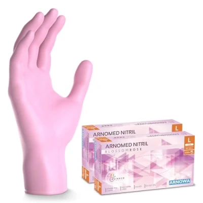 Image de ARNOMED gants jetables rose, nitrile taille L, gant jetable 200 pièces (2 boîtes), en non poudrés &amp; sans latex, cuisine, a usage unique XS, S, M L