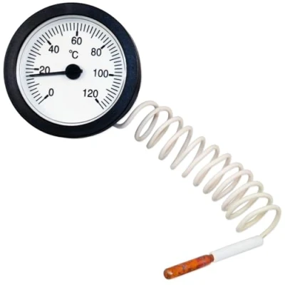 Image de GOLDMAN SERVICE Thermomètre capillaire de précision 0 120 C Jauge température avec sonde capteur Lecture à distance et cadran facile lire Idéal pour l&#039;eau, le gaz les liquides
