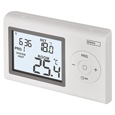 Image de EMOS P5607 Thermostat Mural, régulateur de température ambiante, numérique, programmable, avec Protection antigel, Filaire pour Montage en Surface, systèmes Chauffage et Refroidissement