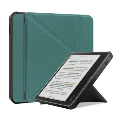 Image de Étui de liseuse IMOSHION Kobo Libra Colour Similicuir Vert foncé Pliable et résistant aux chocs