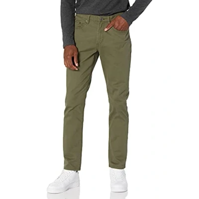 Image de Amazon Essentials Pantalon en Sergé Stretch 5 Poches Coupe Ajustée Homme, Vert Olive, 31W / 30L