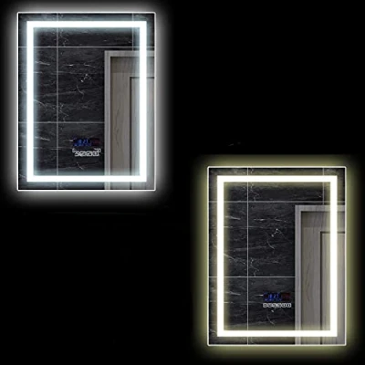 Image de Miroir Salle de Bain Bluetooth, Bain, Led, Fonction Anti Buée + Affichage LCD (date, heure et température), Réglable (blanc froid/blanc chaud), 24W, 60*80cm