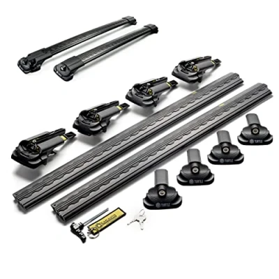 Image de Turtle AIR1 Galerie de Toit, Barres Toit Compatible avec Dacia Duster 2014 2017; pour Le Montage coffres Porte vélos, d’échelles Structure en Aluminium Durable