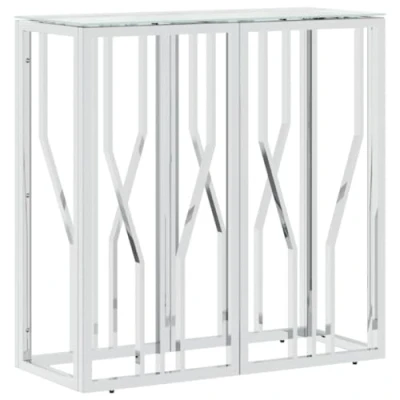 Image de vidaXL Table Console 70x30x70 cm Acier Inoxydable et Verre