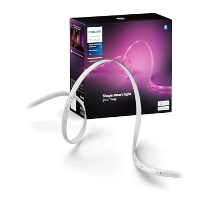 Image de Philips Hue White and Color Ambiance, Kit de base ruban LED Lightstrip 10 mètres Smart pour l&#039;intérieur 1 pack Contrôle avec App Fonctionne Alexa, Google Assistant et Apple HomeKit