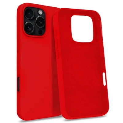 Image de MyGadget Coque Compatible avec iPhone 16 Pro Max Case Protection Rigide Anti Choc Doublure Microfibre Rouge