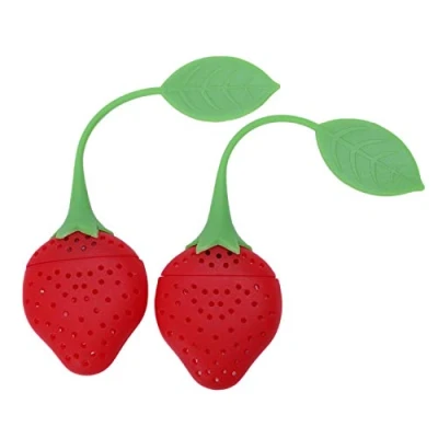 Image de NONDK 2Pcs Infuseur Une la Silicone Boule Passe Filtre Passoire Cuillere Tea Infuser Variete Strawberry