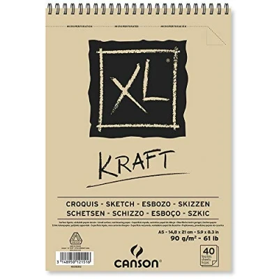 Image de CANSON XL kraft Album 40 feuilles de papier ligné et coloré A5 90g/m²