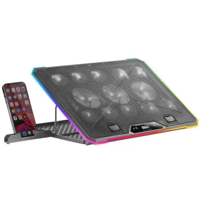 Image de Mars Gaming MNBC13, Base Refroidissement Laptop 17&quot; ARGB 10 Modes, 13x Ventilateurs avec LED Blanc, 8 Positions, Support Smartphone
