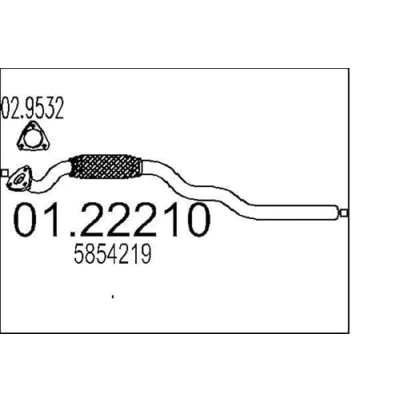 Image de MTS 01.22210 Tuyau d&#039;échappement 1000 avant pour silencieux au milieu OPEL: Zafira A, Astra H GTC, 3/5 portes