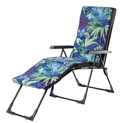 Image de KADAX Chaise longue de jardin 2 En 1 acier Avec coussin Charge maximale : 110 kg repose pieds réglable Bleu foncé