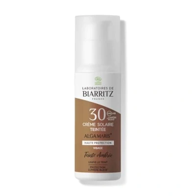 Image de Laboratoires de Biarritz Crème Solaire Visage Teintée Ambrée SPF30 ALGA MARIS® Certifiée Bio Protection Anti UVA/UVB et Lumière Bleue 50 ml Fabriquée en France