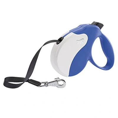 Image de Ferplast Laisse Chien Enrouleur Amigo Large, pour Chiens de Taille Jusqu&#039;À 50 kg, Sangle Extensible Maximum 5 m, Bouton Verrouillage et Déverrouillage, Bleu, Couvercle Blanc