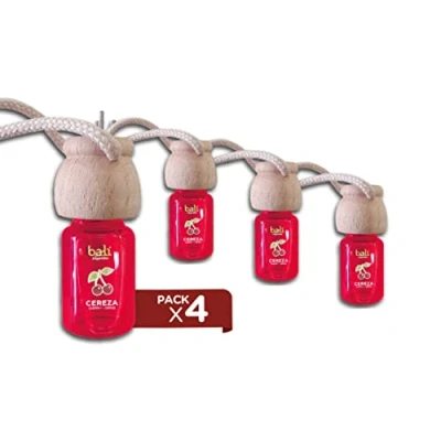 Image de Bali Fragrances Lot de 4 Désodorisants Voiture CERISE 6 ml 0% alcool, absorbe les mauvaises odeurs votre véhicule