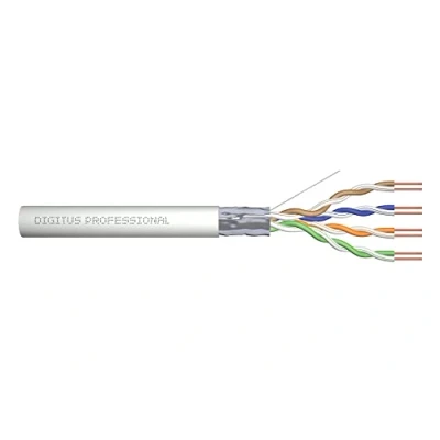 Image de DIGITUS 305 m Cat 5e Câble réseau F UTP Simplex BauPVO Eca Gaine PVC Cuivre 100 MHz AWG 24/1 Compatible PoE LAN de pose Ethernet Gris