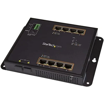 Image de StarTech.com Switch Gigabit Ethernet géré à 8 ports PoE+ avec 2 connexions SFP Fixation murale et accès en façade (IES101GP2SFW)