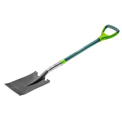 Image de VERTO Bêche droite, longueur totale 1150 mm, manche fibre de verre, tête trempée, plastique bi matière, renfort métal, pour jardin et travaux publics