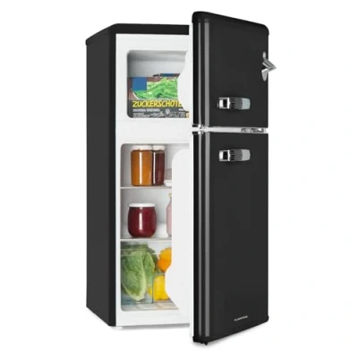 Image de KLARSTEIN Irene combiné réfrigérateur congélateur, 61 L, congélateur 25 Silencieux 40 DB, 2 Niveaux de Refroidissement, Compartiments Porte, Noir
