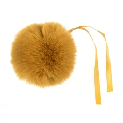 Image de Pompon Fausse Fourrure Taille 6cm 13 Couleurs au Choix (Jaune Moutarde)