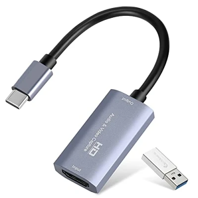 Image de carte de capture vidéo, audio USB 3.0 HDMI vers C, 4K 1080p 60 FPS avec adaptateur type C pour jeux vidéo en streaming direct, compatible système Windows Mac OS