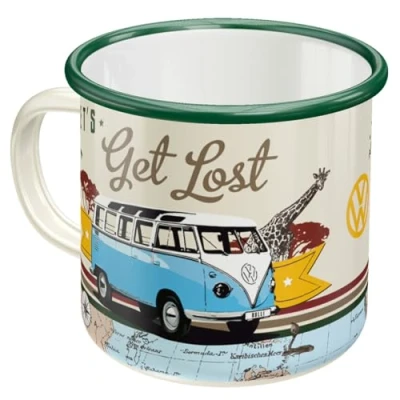 Image de Nostalgic Art Tasse rétro en émail, Bulli T1 Let&#039;s Get Lost Idée de cadeau pour le bus VW, Mug camping, Design vintage, 360 ml
