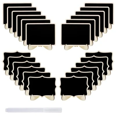 Image de JEFURE Mini Ardoise 24 Petits, Petite De Table Pour Enseignes Buffet, Supports Ardoise, Etiquette Boulangerie, Table, Mariage, Avec Marqueur à Craie