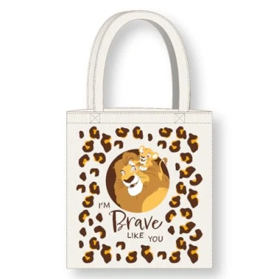 Image de Cerdà Disney Le Roi lion Tote Bag à longues poignées 36 x 39 cm Polyester et coton Motif Simba Mufasa I&#039;m Brave Like You Blanc