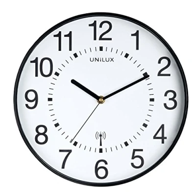 Image de Unilux Maxi Wave Pendule de bureau Système Quartz Radio pilotée et Lisible jusqu&#039;à 150 m Ø 37,5 cm Noir