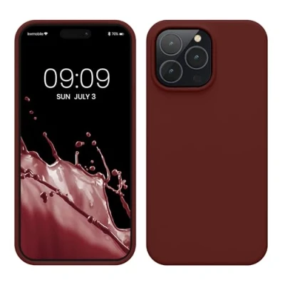 Image de kwmobile Housse Compatible avec Apple iPhone 14 Pro Max Coque de téléphone Fine Finition Douce Rouge Fauve