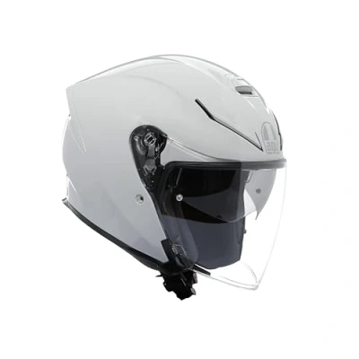 Image de AGV K5 Jet EVO E2206, Casque Moto Unisexe, Ouvert en Fibre de Carbone et Verre, avec Visière Anti Rayures UV, Stelvio White, XXL