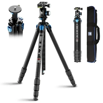Image de SIRUI Kit de trépied en Fibre Carbone AM 124+AM 01 avec Colonne Centrale Triangulaire, serrures Jambe étanches, tête Fluide pour vidéo, Filmer, vidéographie, capacité Charge 12 kg