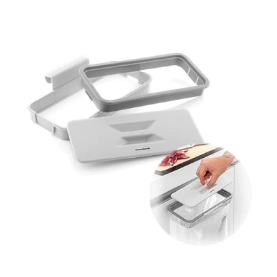 Image de InnovaGoods Support pour Sacs Poubelle avec Couvercle, Économie d&#039;Espace, Sans Odeur, Installation Facile, Multifonction, Recyclage, Gris, Acrylonitrile butadiène styrène