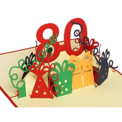 Image de LINPopUp® Carte 80e anniversaire, de voeux 3D anniversaire N203