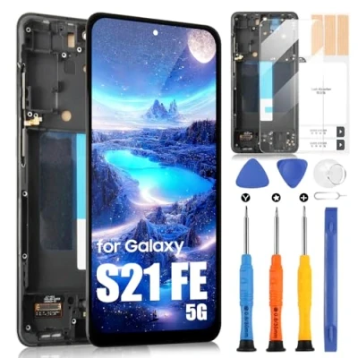 Image de ARSSLY Écran LCD pour Samsung Galaxy S21 Fe 5G Incell, Display SM G990 tactile Digitazer Full Assembly Remplacement de l&#039;écran avec Réparation Kit (Noir Cadre)