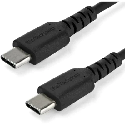 Image de StarTech.com Câble de Chargement USB C 2m Cordon 2.0 Type vers pour PC Portable Gaine TPE Fibre Aramide M/M 60W Noir Samsung S10 S20 iPad Pro MS Surface (RUSB2CC2MB)