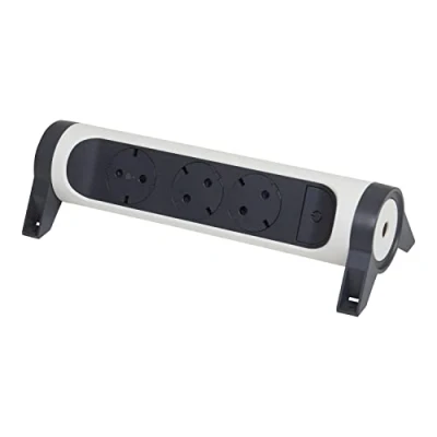 Image de Legrand, Multiprise rotative à 3 prises, multiprise, montage mural ou sur table, interrupteur marche/arrêt LED, sans câble, ultra blanc/noir 694543