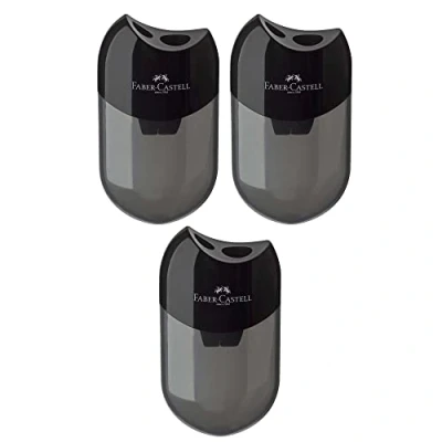 Image de Faber Castell 183500 taille crayon double Couleur du boîtier : noir/transparent (3 crayons)