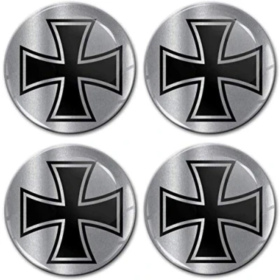 Image de Biomar Labs® 4 x 65mm Autocollant 3D pour Cache Moyeu, Enjoliveurs, Centre de Roue Caches Croix Fer Allemande Iron Cross A 8665