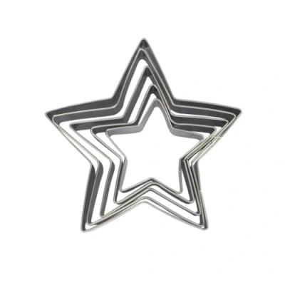 Image de Zenker 44813 Lot de 5 emporte pièces étoile, Set découpe pâtes en forme d&#039;étoile, pièce Acier inoxydable, Argenté, 6 12 x 2,5 cm